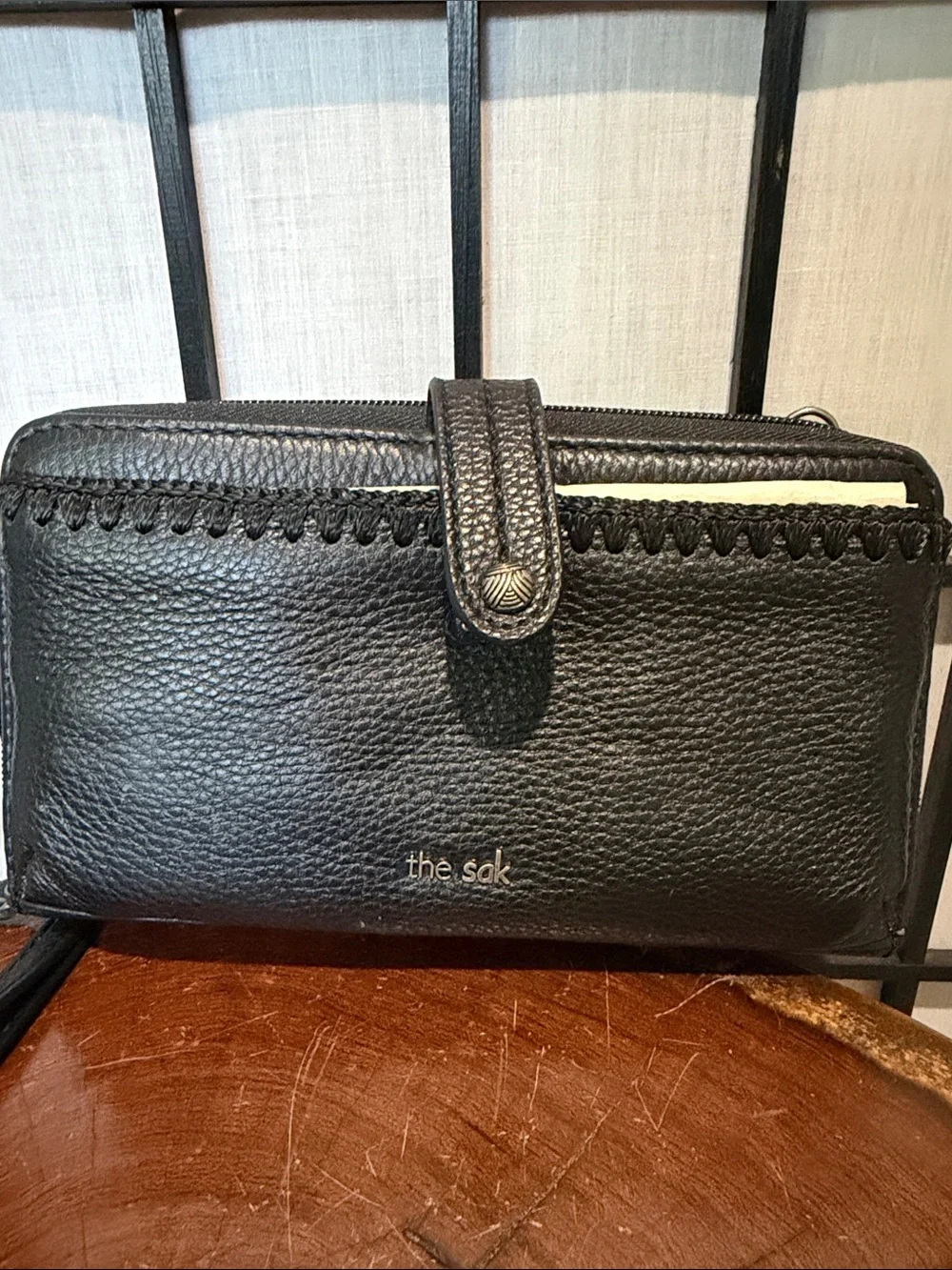 The Sak Iris Black WristletCrochet Detail Crossbody Wallet NEW See Details